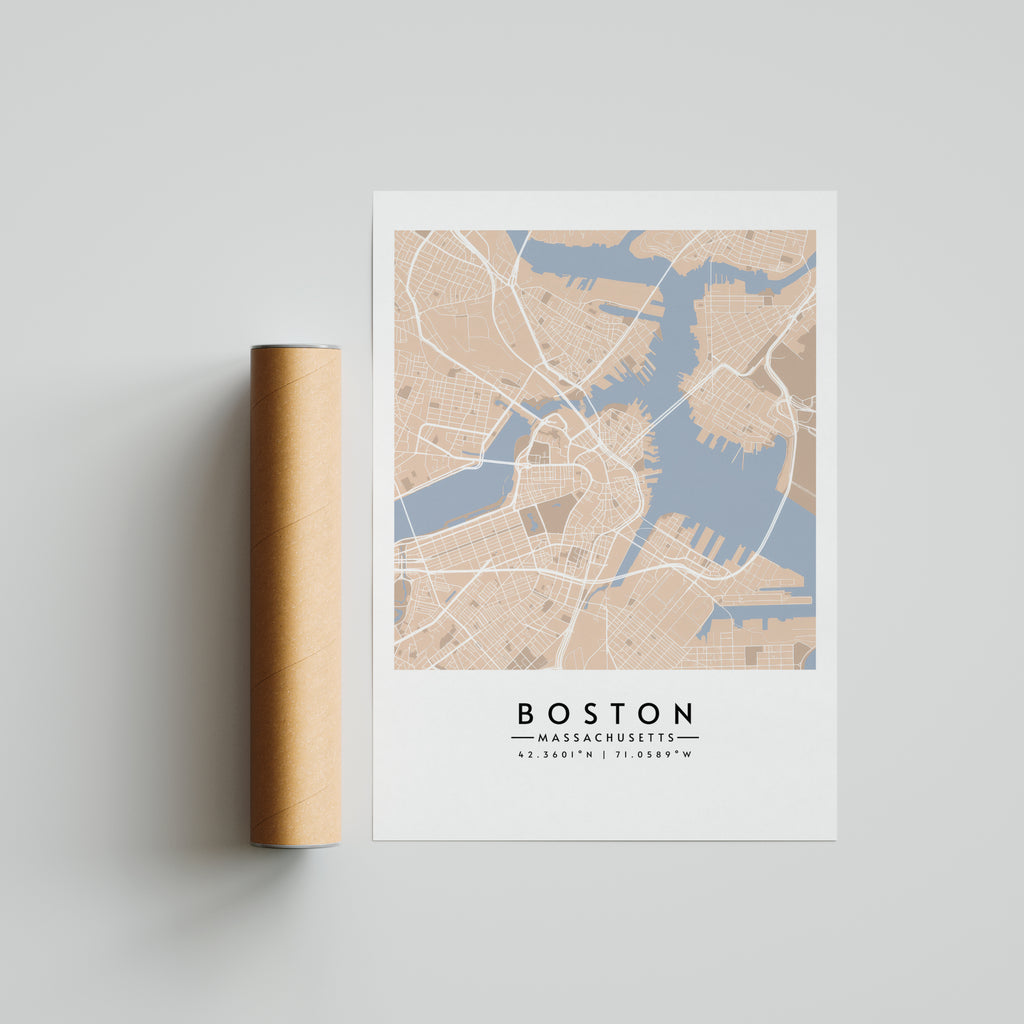 Boston en tonos arena - Mapas