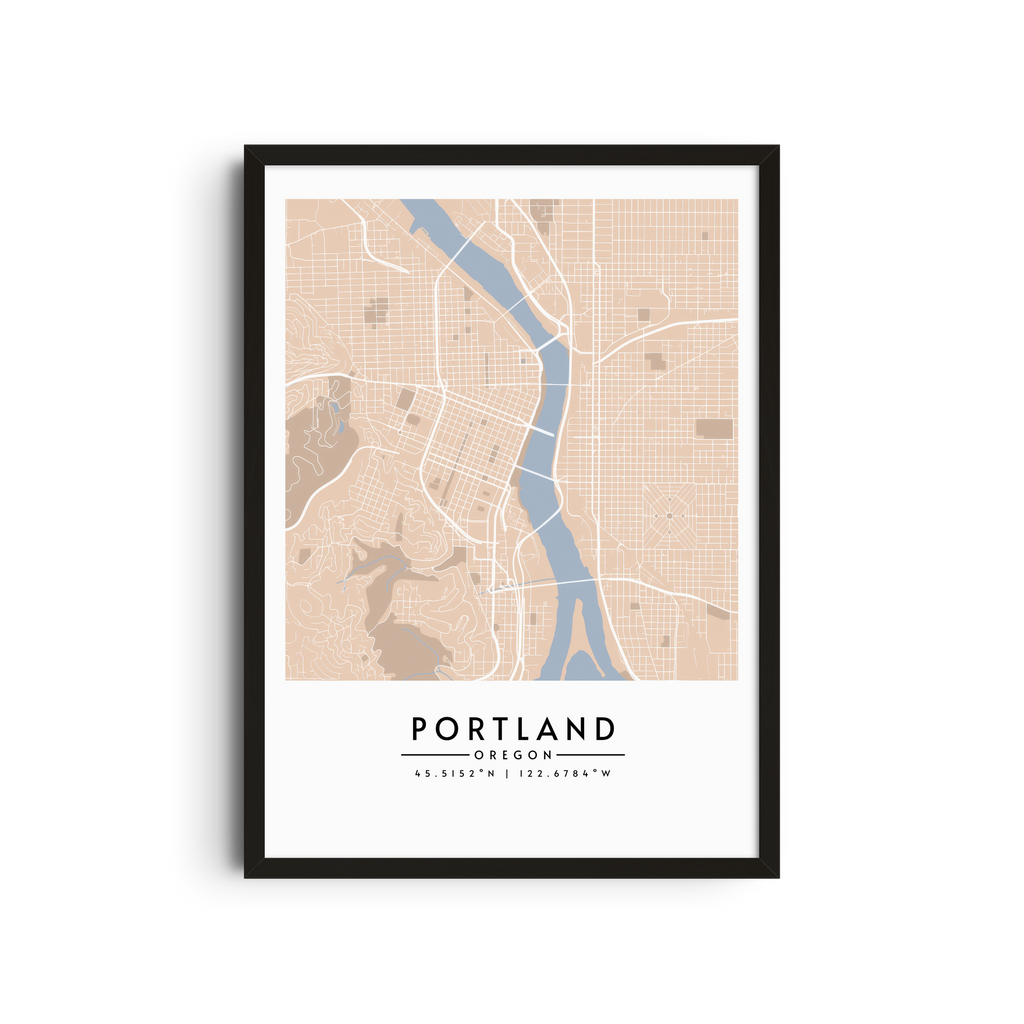 Portland Oregon en Sepia - Mapas