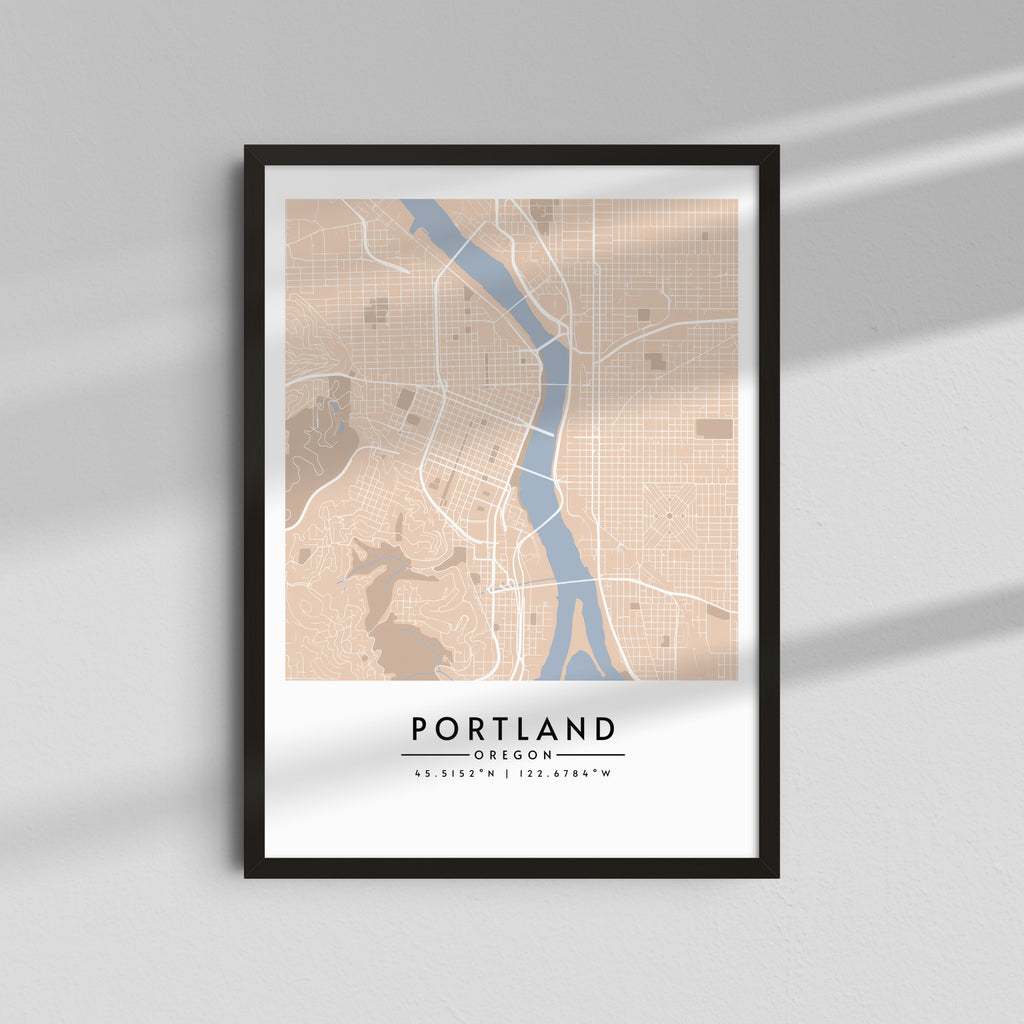 Portland Oregon en Sepia - Mapas