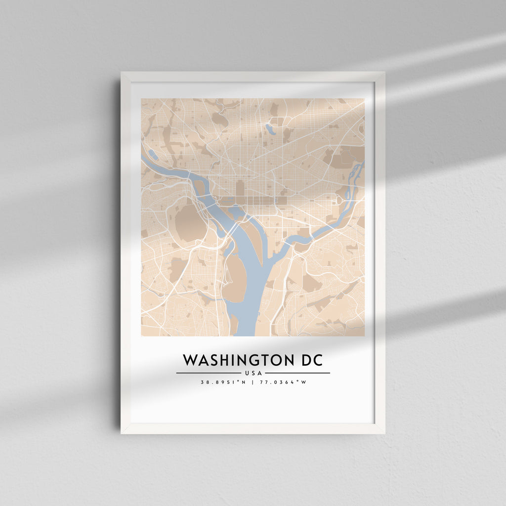 Washington DC en beige - Mapas