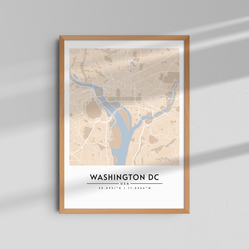 Washington DC en beige - Mapas