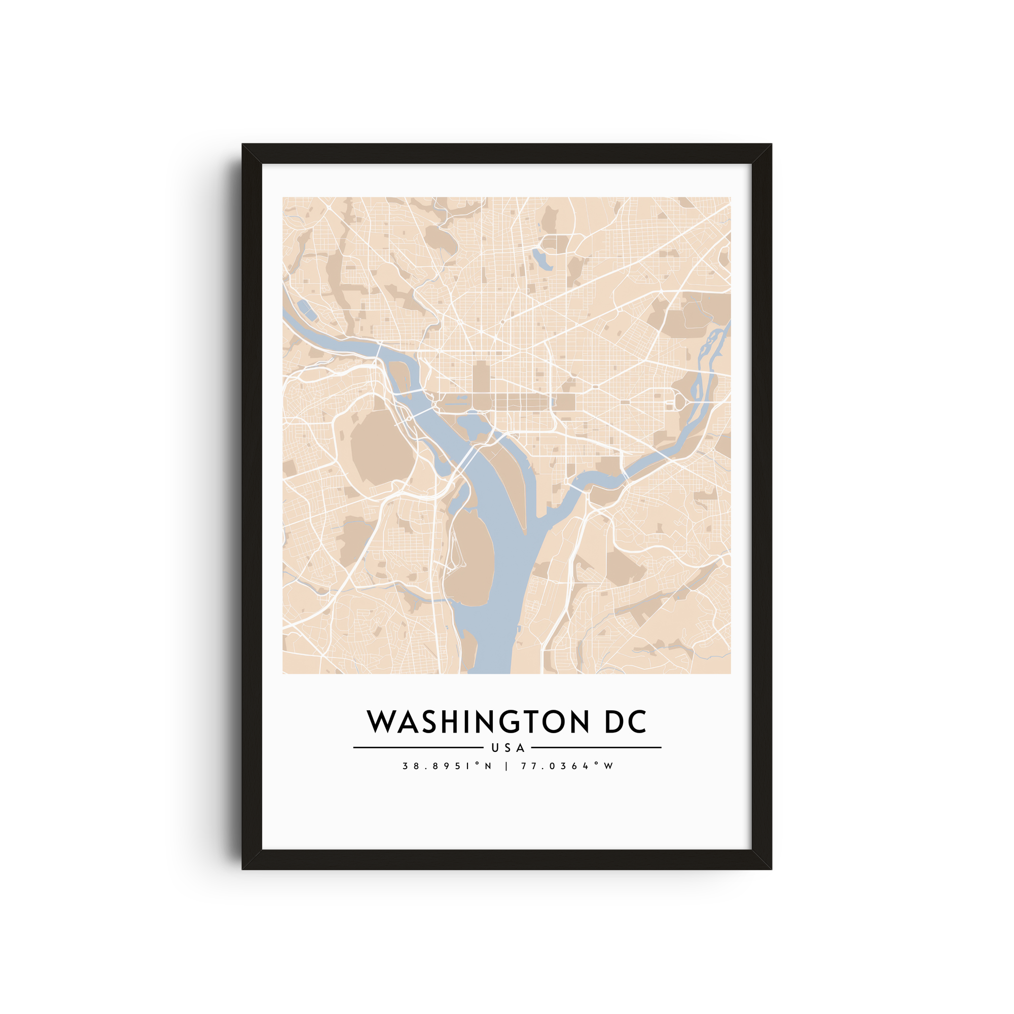 Washington DC en beige - Mapas