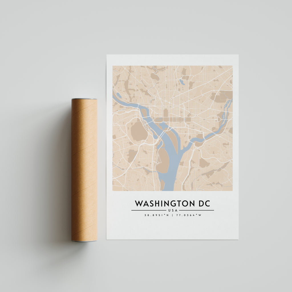 Washington DC en beige - Mapas