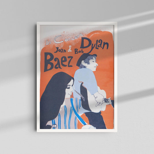 Joan Baez & Bob Dylan - Illustrated Poster