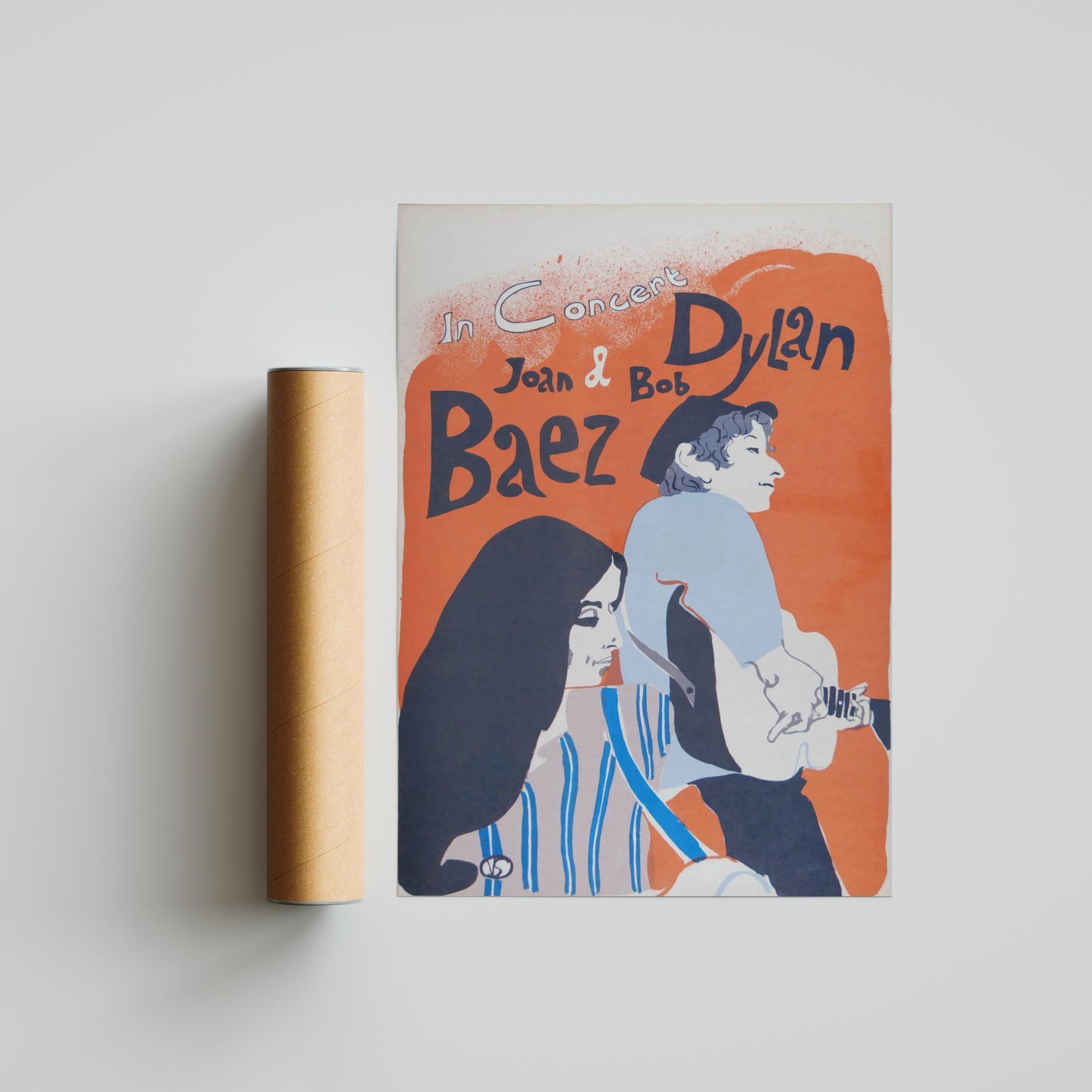 Joan Baez & Bob Dylan - Illustrated Poster