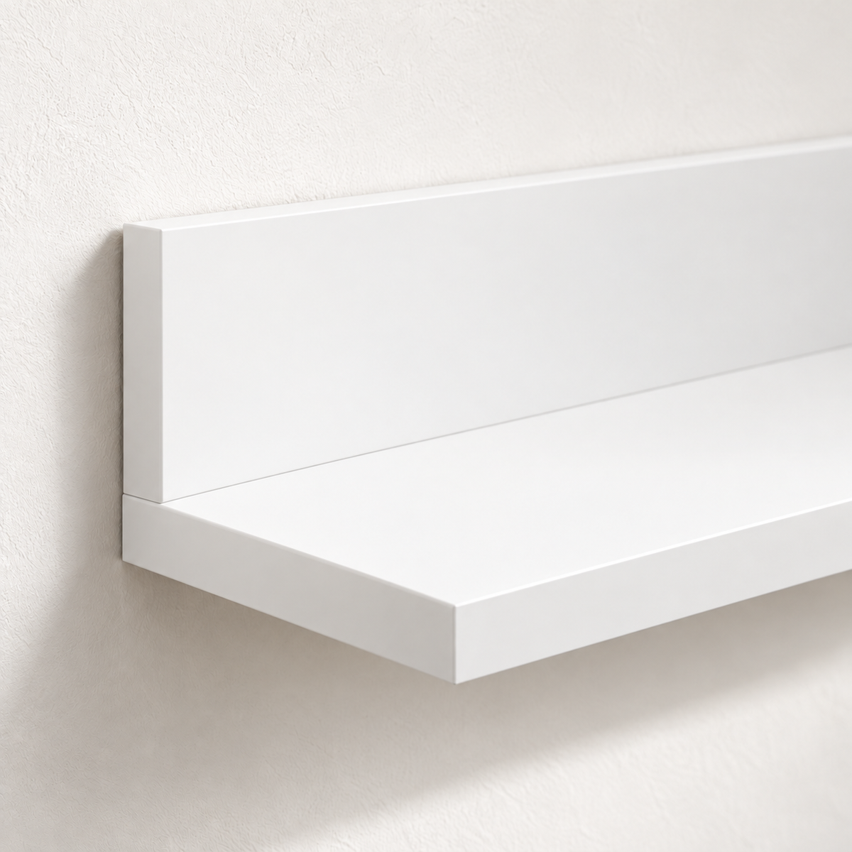 Detalle del estante para cuadros blanco de melamina de 18 mm